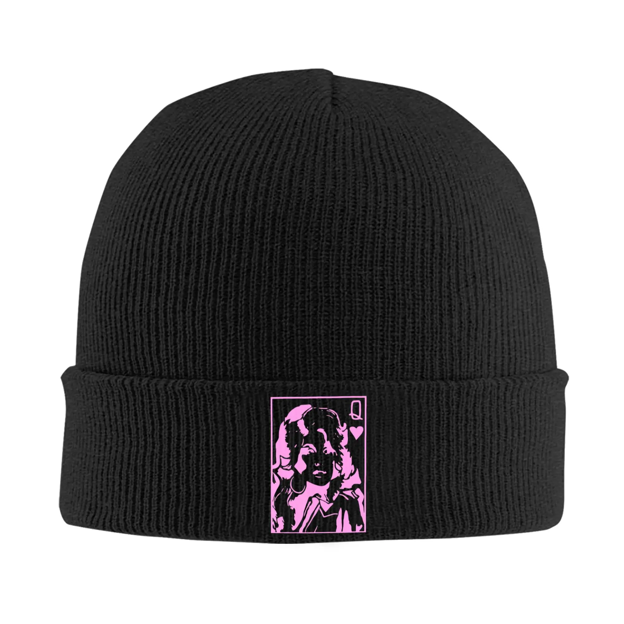 in Queen of Heart we Trust Dolly Parton Knit Hat Beanie Autumn Winter Hat Warm Acrylic  Casual  Cap Men Women Gift