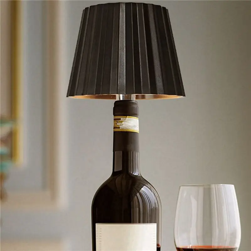ABUP-2X Wireless Bottle Lamp,Bottle Light, Led Bottle Lights Rechargeable Wine Bottle Lights Tri-Color Black
