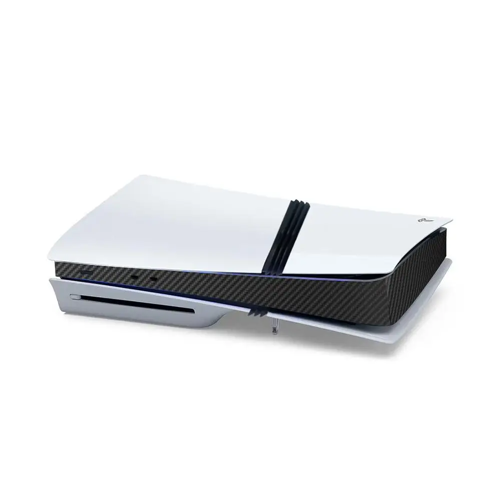 ملصق جانبي لجهاز PS5 Pro شريط جانبي ملصق طبقة رقيقة واقية لوحدة التحكم PlayStation 5 ملصق جلدي لتزيين ألياف الكربون