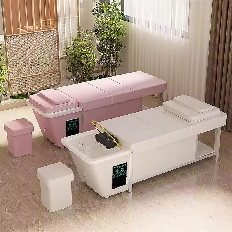 Cama luxuosa da beleza do couro sintético, Armazenamento de água, Cama da massagem, Cama do champô, 90L grande capacidade, Mobília do salão, Moderna