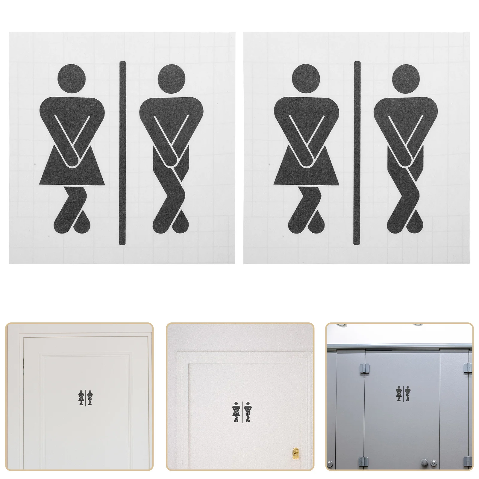 

2 PCS Toilet Door Sticker Bathroom Decorations Accessories Stickers Sign Humor Signs for Home Funny Decorate