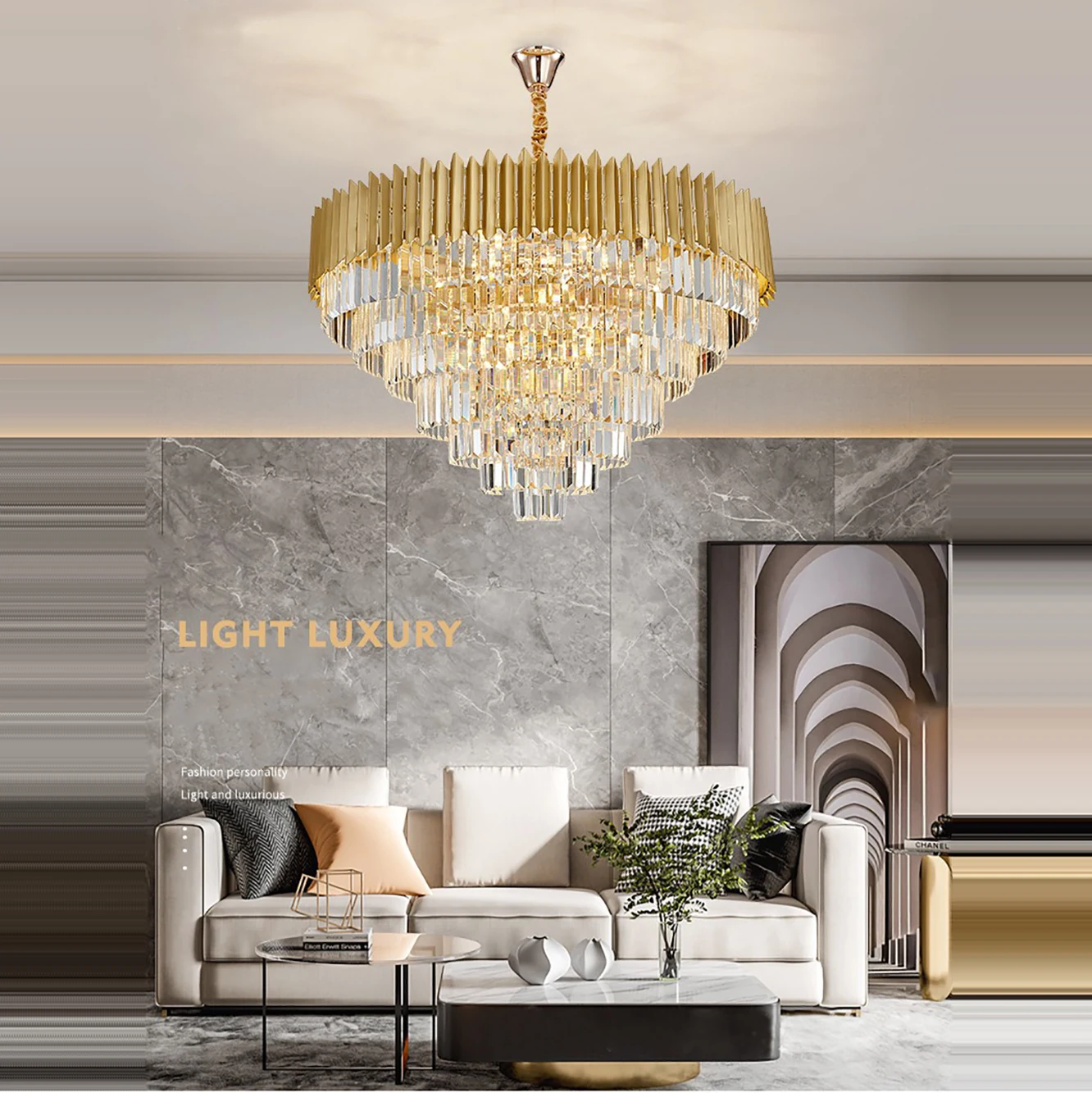 Luxe Led-Kristal Hanglampen 2024 Nieuw Huis Moderne Ronde Gouden Plafond Kroonluchters Lamp Glans Voor Woonkamer Decoratie