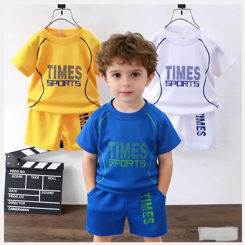 2026 Neues Kinder-Set für Jungen: Sommerliches Sport-Set mit Rundhals-T-Shirt und Shorts, 1-12 Jahre