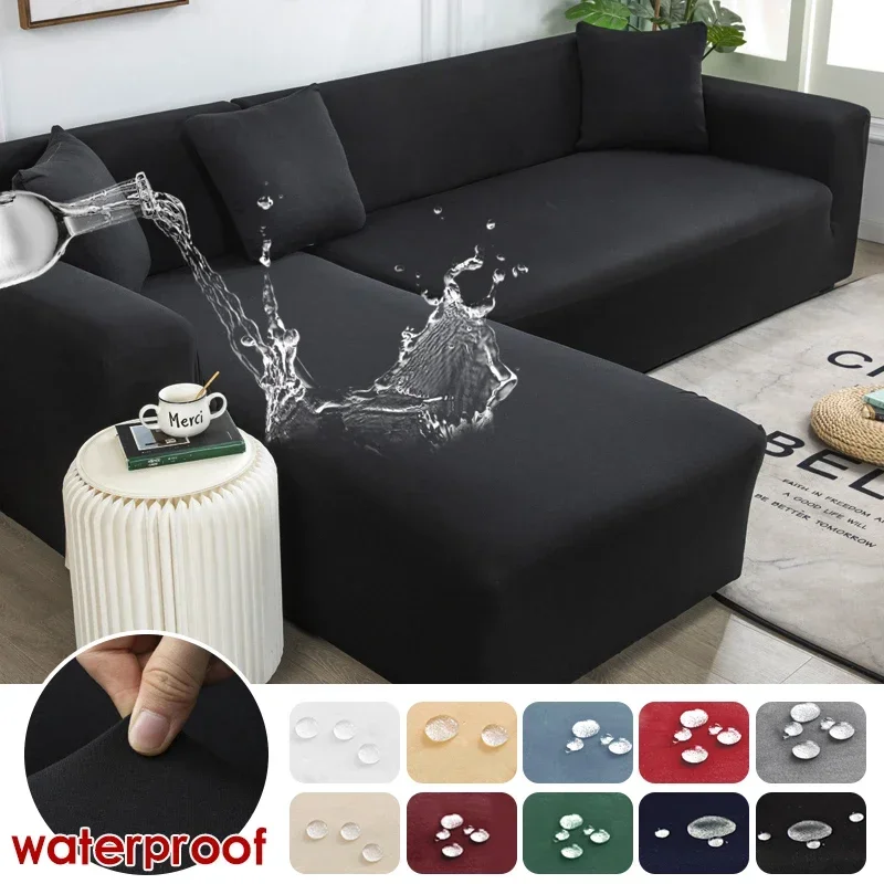 Waterproof Corner Sofa Cover Elastic Thin Fabric Sofa Covers for Living Room Pets L shape Sofa Need Order 2 pieces Slipcover