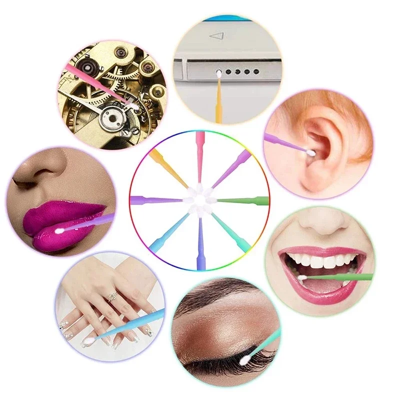 100/500 Stück Kristall-Mikro-Applikatorbürste für Wimpernverlängerung, Mikro-Wattestäbchen, Lippen-Mascara-Zauberstäbe, rosa Microbrush LAUKISS