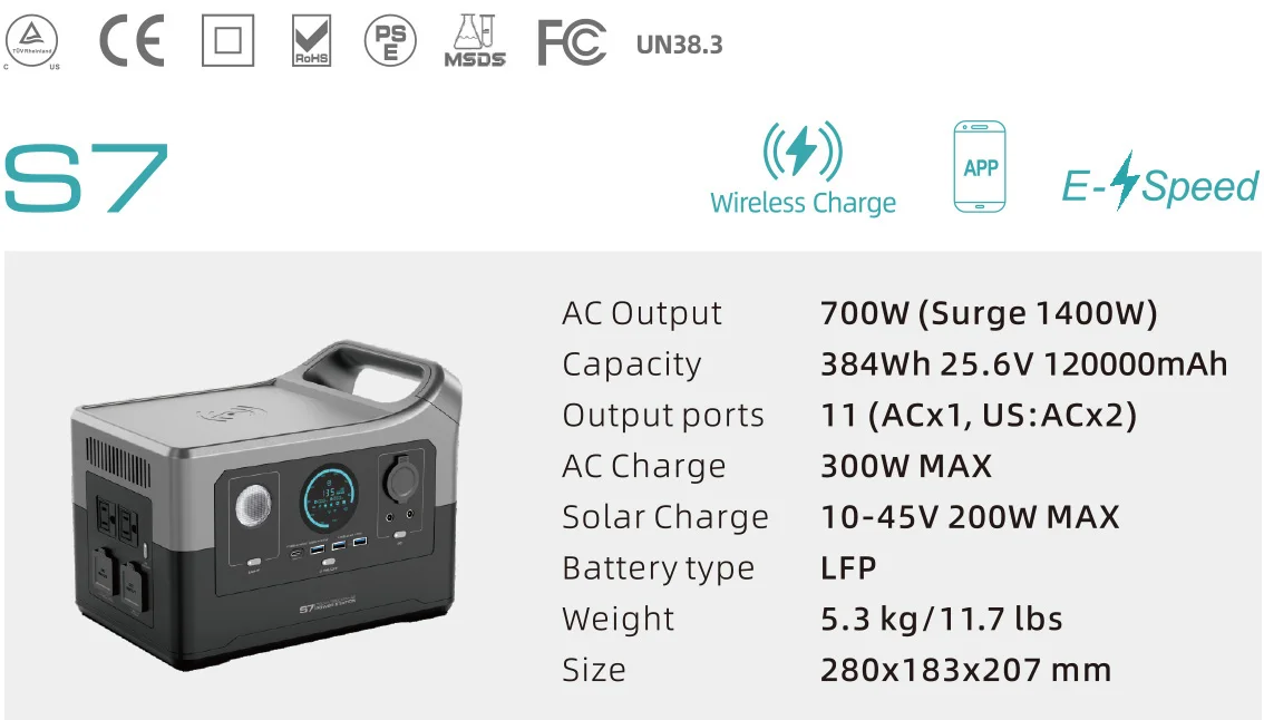 محطة كهربائية عالية الكفاءة 700 واط Lifepo4 12 فولت/24 فولت Lfp بطارية ليثيوم MPPT المحمولة في الهواء الطلق العرض لسيارة الانتقال كاتب #6