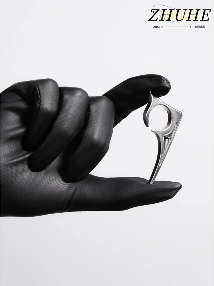 ZHUHE Long Handle Open Ring Cyberpunk Style For Women Men\'s Jewelry Accessories Party Gifts