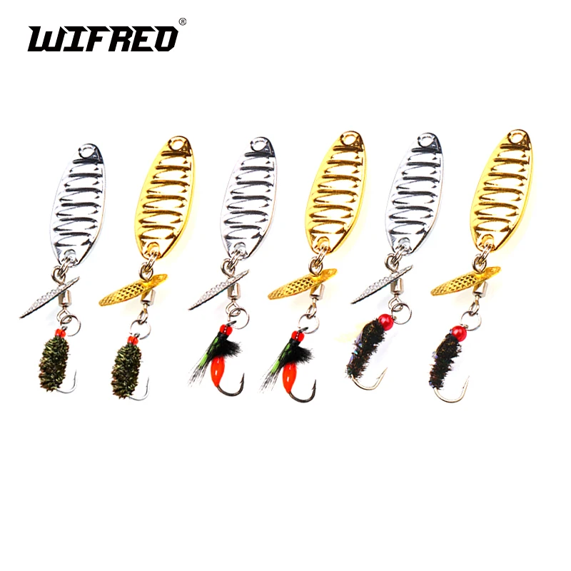 

Wifreo 5pcs Sequins Fishhook Flies Spinners Spoon Bait Metal Fishing Jigs Lure Rotate Spinnerbait Bait Artificial Insect Lure