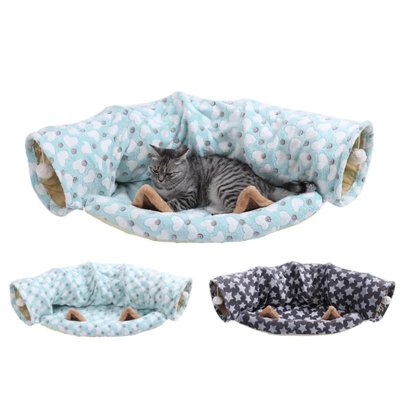 Opvouwbare tunnels Tube Speeltunnel Polyester met bedverstopplaats voor kitten