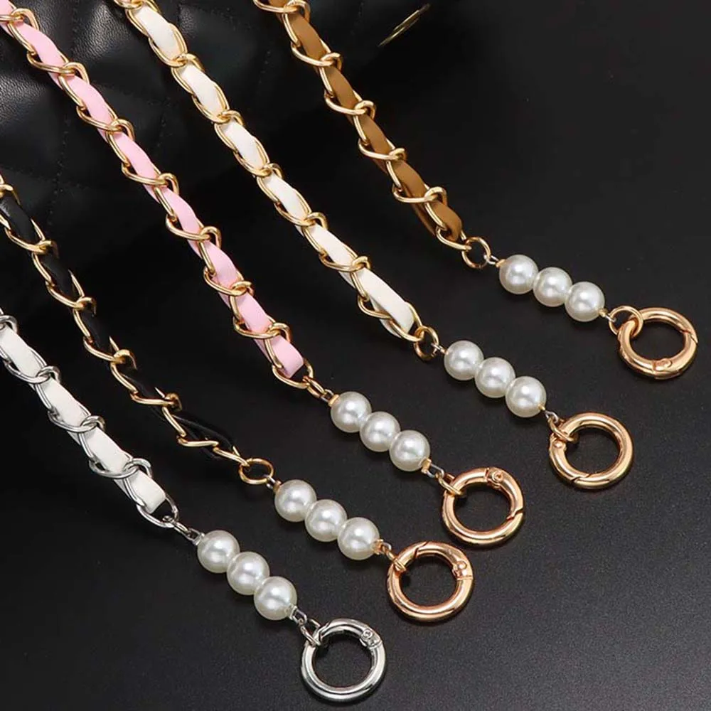 Metal Pearl Chain Strap For Bag Mobile Phone Chain 42cm Imitation Pearl Short Chain Wrist Strap Bag Chain Bag Belt For Handbag