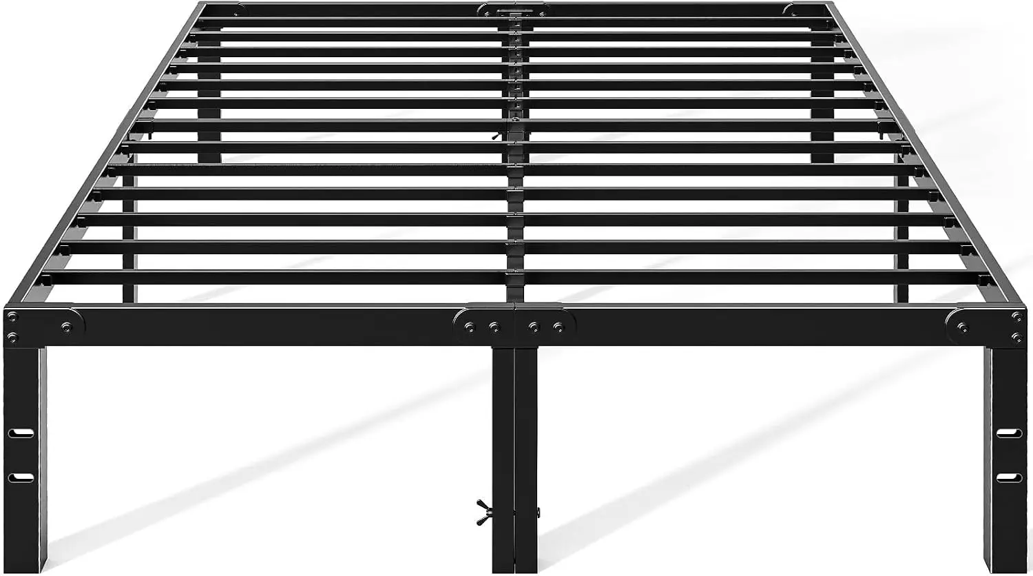 Metal Queen Bed Frame - 14in High with Storage, No Box Spring with Steel Slats, 2200LBS Heavy Duty for Easy Assembly, Black