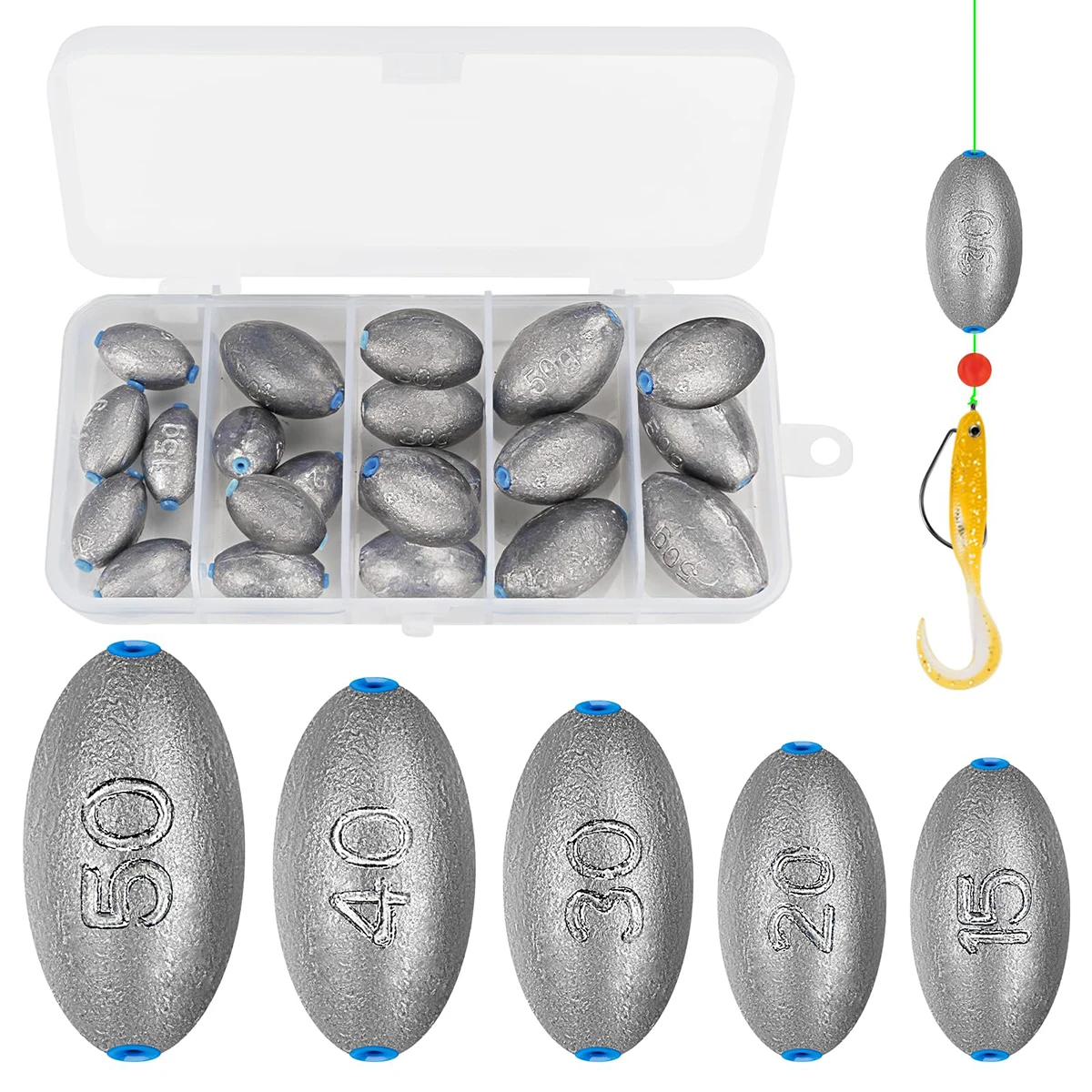Ei Blei Angeln Gewichte Kit Drop Bass Gewichte Sinker Tackle Salzwasser Casting Angeln Sinker Set Oval Süßwasser