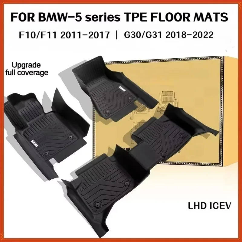 TPE Floor Mats For BMW-5 series i F10/11 G30/31 2011-2023 LHD ICEV Full Coverage Waterproof Surround threshold accessories