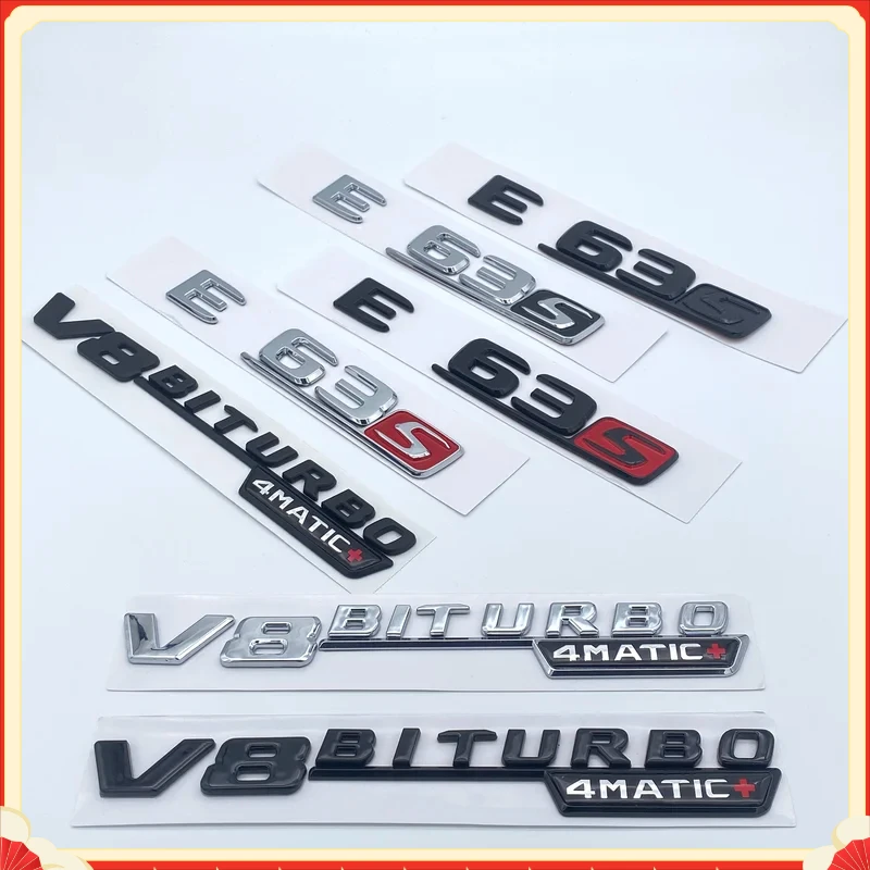 

Glossy Black Letters ABS Emblem for Mercedes Benz E Series E43 E53 E63 E63S V8 Biturbo 4matic Car Fender Trunk W212 W213 Sticker