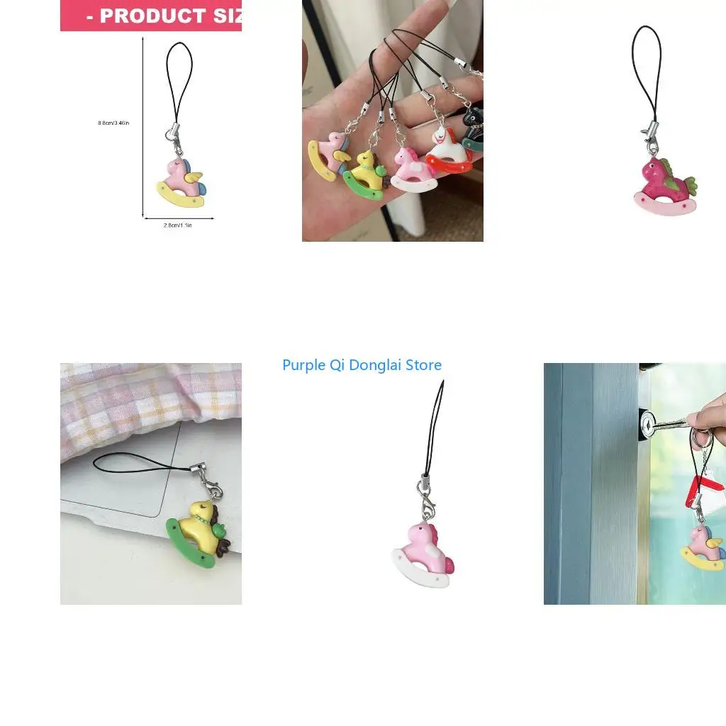 L21E Multipurpose Phone Strap With Keychain Feature Colorful Horse Designs Accessory