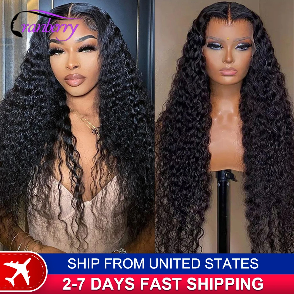 Human Hair Lace Wigs Remy Brazilian Transparent Deep Wave 13x4 Lace Frontal Wig 180% Density Cranberry Hair 13x4 Lace Front Wig