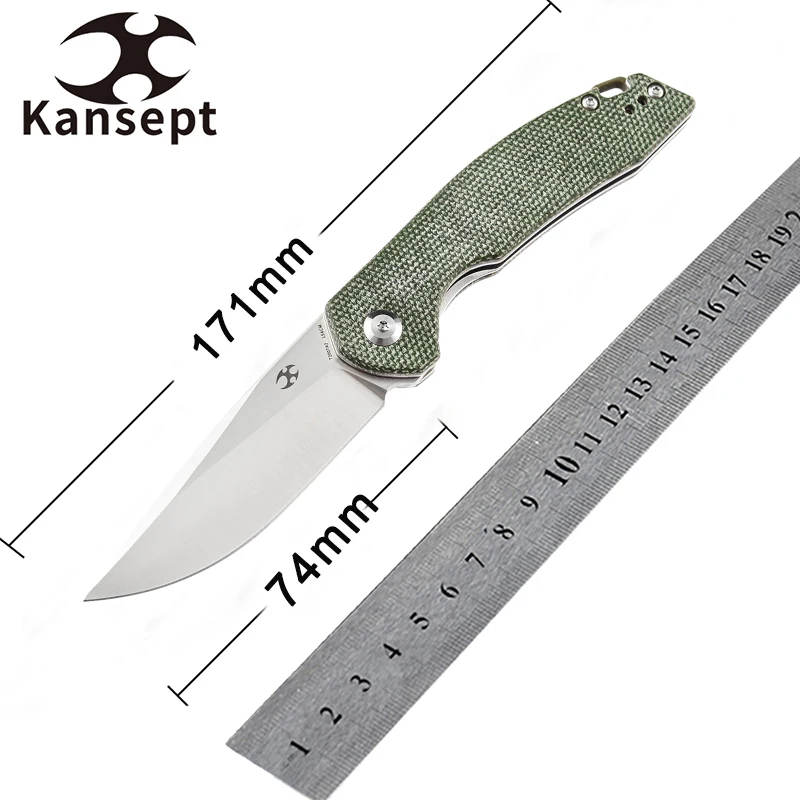 

Kansept Knife Mini Accipiter T2007A2 154CM Blade Green Micarta Handle Tactical Camping Folding Knife