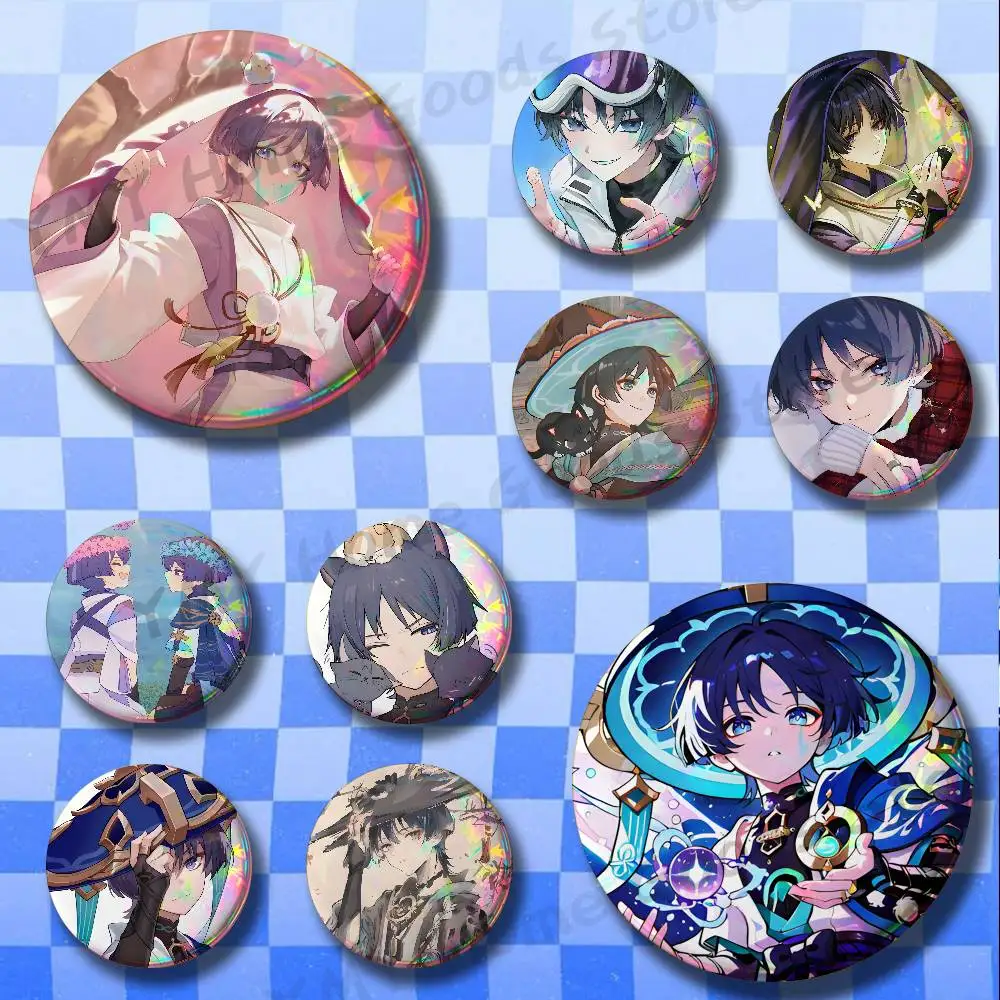 Wanderer G-Genshin I-Impact Badges Pins Button Custom Anime Role Old-school Brooches Cartoon Collar Gifts