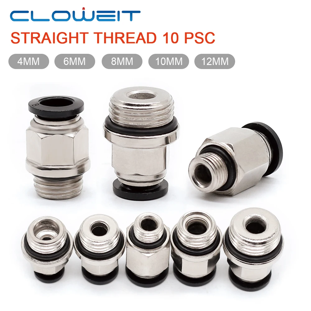 GPC 10 PCS Air Pneumatic Fitting Quick Connector 4mm 6mm 8mm 10mm 12mm Male Thread 1/4 1/2 1/8 3/8 Compressed Hose Tube Pipe