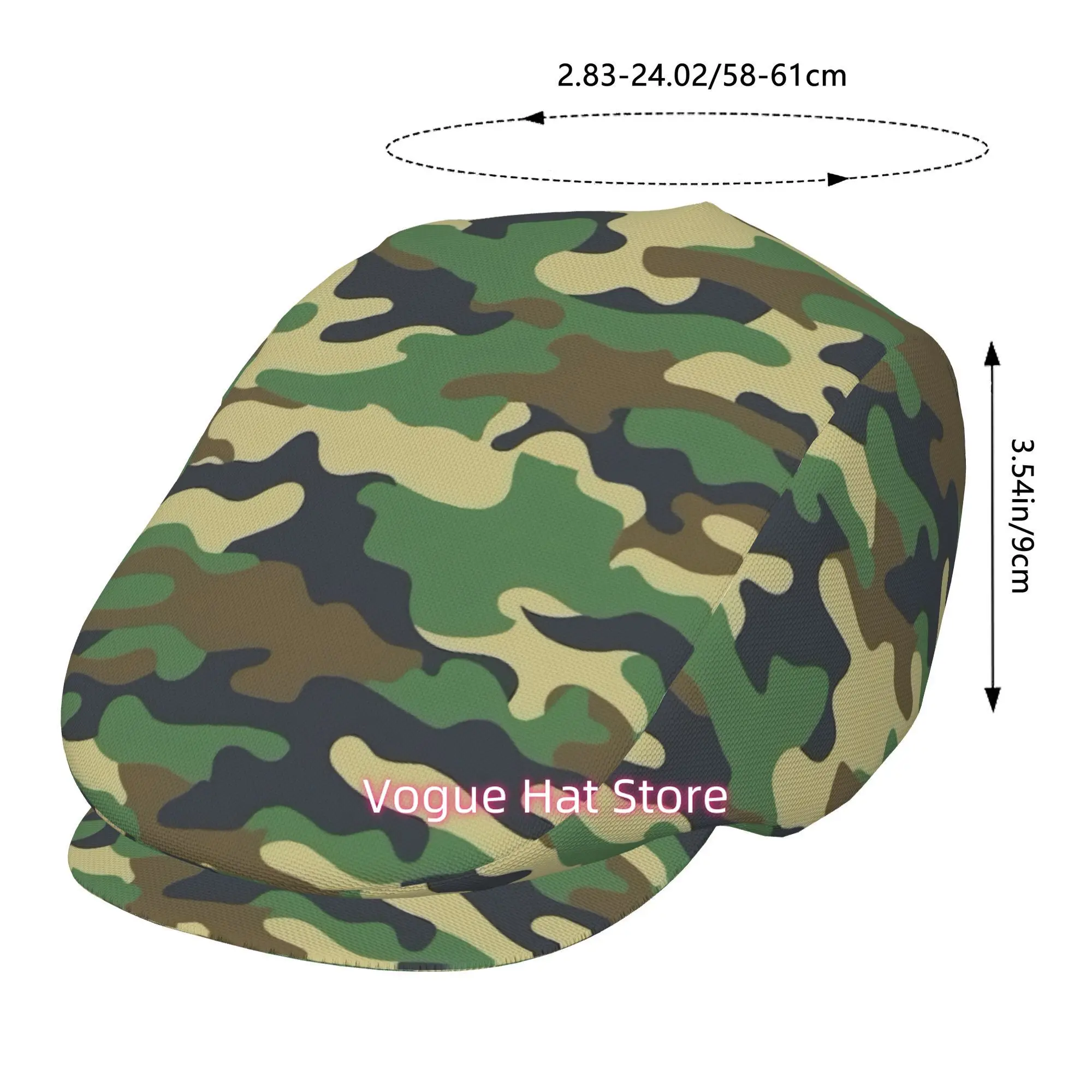 One Camouflage Beret with an All-Over Print, a Vintage Newsboy Cap That Is Unisex, Essential for Outdoor Leisure And Formal Even