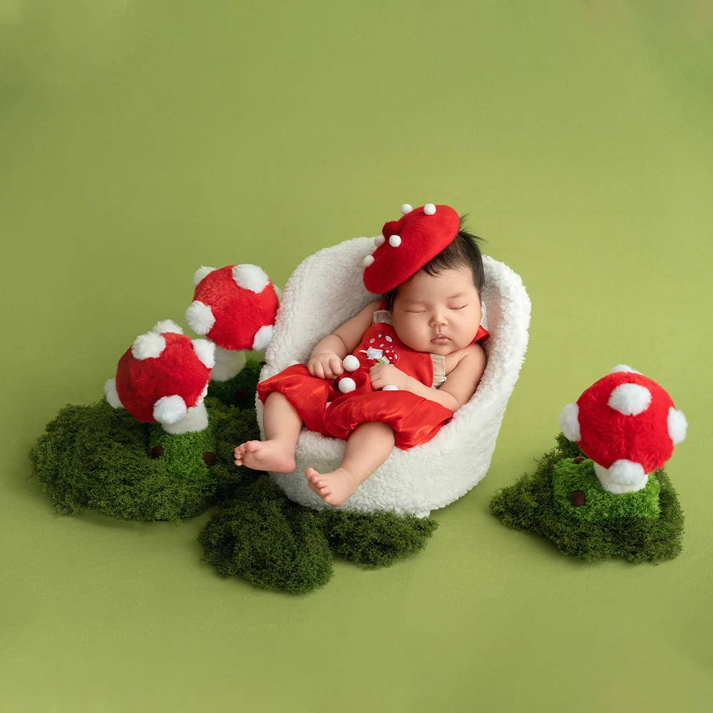 

Newborn Clothes Lovely Mushroom Baby Girl Costume Studio Photography Dresses Mushroom Mosses Shooting Accessories Decorate Props