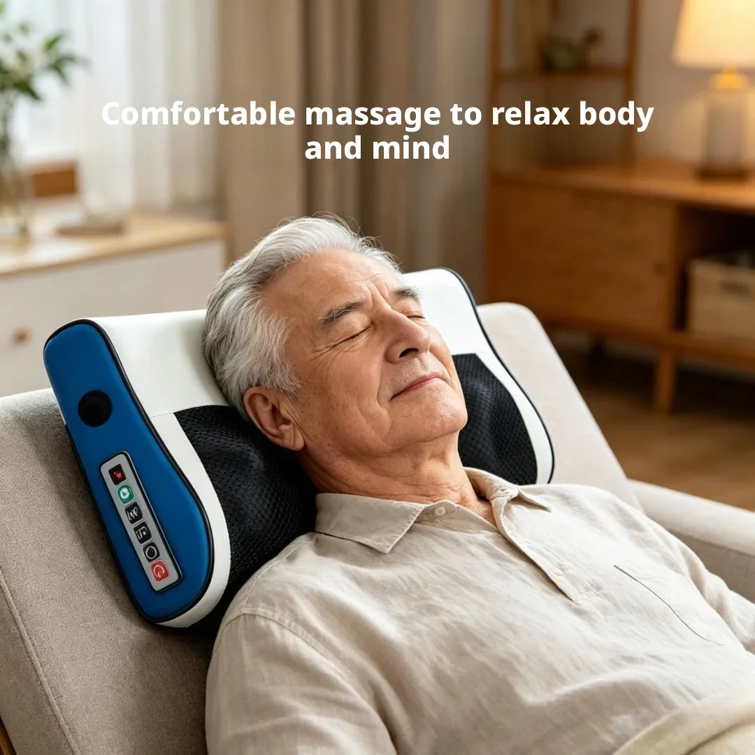

Multifunctional Massage Pillow 6 Keys 3-Gear Adjustable Neck Back Waist Massager Intelligent Kneading Home Massage Device