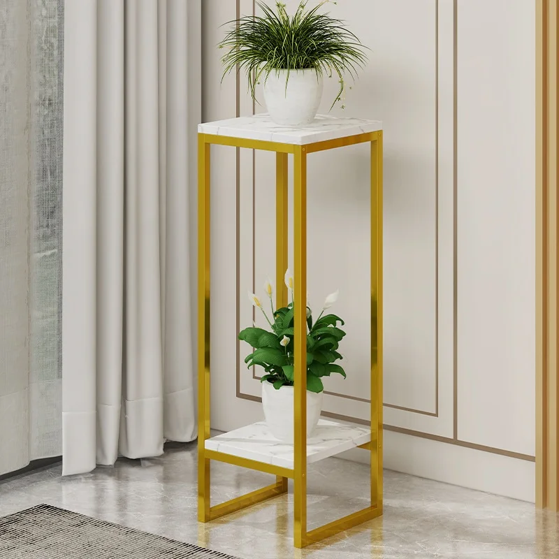 Light Luxury Modern Wood Metal Indoor Home Living Room Multi-layer Floor-to-ceiling Balcony Green Plant Flower Pot Rack Shelf