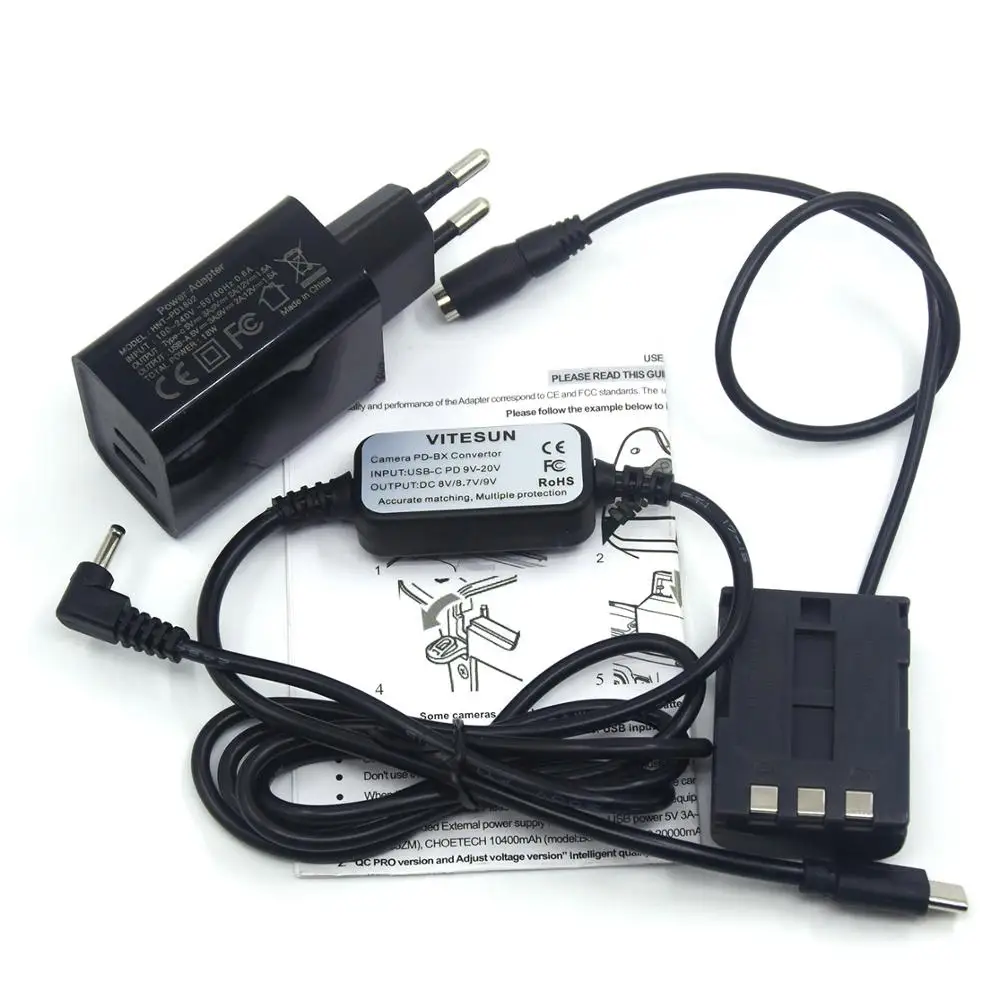 PD Charger+USB Type C Power Cable+DR-20 DR-700 DC Coupler NB-2L 2LH Dummy Battery For Canon G9 S40 S45 S50 S60 S70 S80 350D 400D