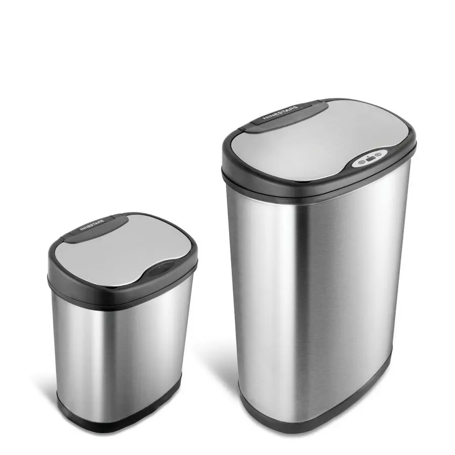 

CBDZT5013 1213 Automatic Touchless Infrared Motion Sensor Trash Can Combo Set, 13 Gal 50L amp 3 Gal 12L, Stainless Steel Base Ov