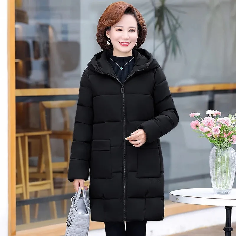 Winter New Warm Thick Parka Outwear Top Snowwear Jacket Loose Hooded Cotton Padded Coat Mid-length Overcoat Women Large size 6XL