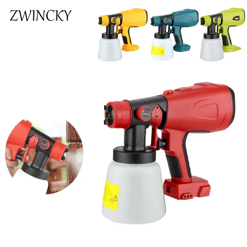 800MLElectric Spray Gun For Makita/Bosch/Dewalt/Milwaukee/Ryobi 18V Cordless Paint Sprayer Auto Furniture Steel Coating Airbrush