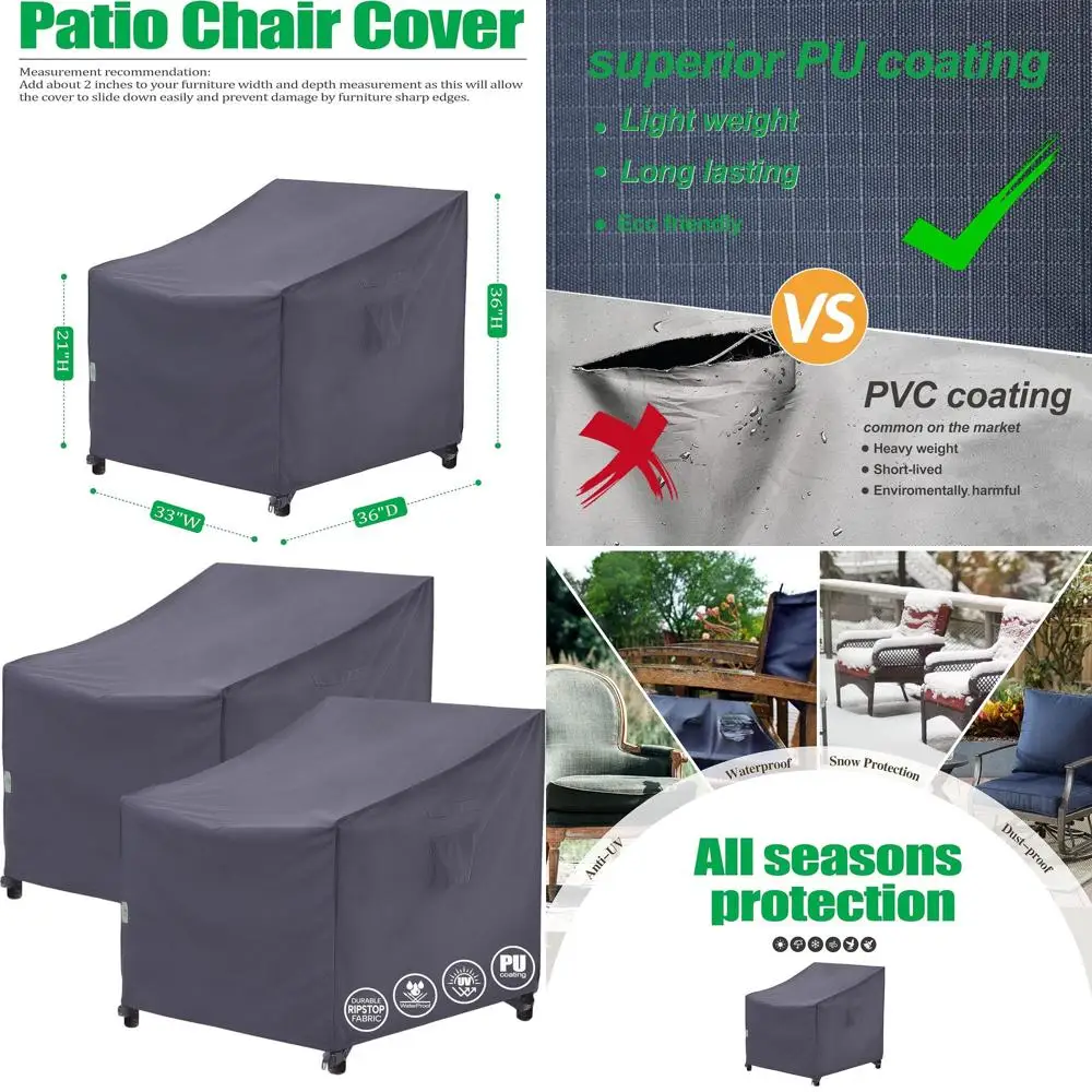 

Водонепроницаемые, устойчивые к УФ-излучению чехлы для уличных кресел Adirondack, серые, 2 шт., 33x36x36 H