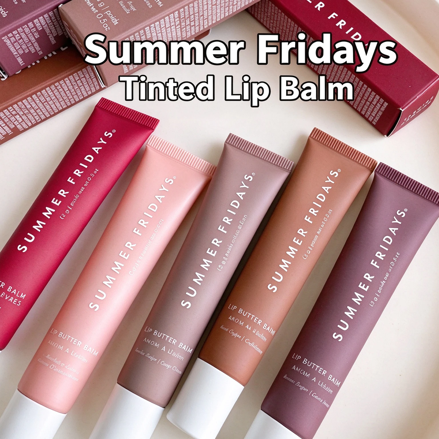 Summer Friday's Vanilla Beige Lip Balm Moisturizing Transparent Lipstick Set Smooth Soft Tube Mirror Lip Gloss Lip Blum Makeup