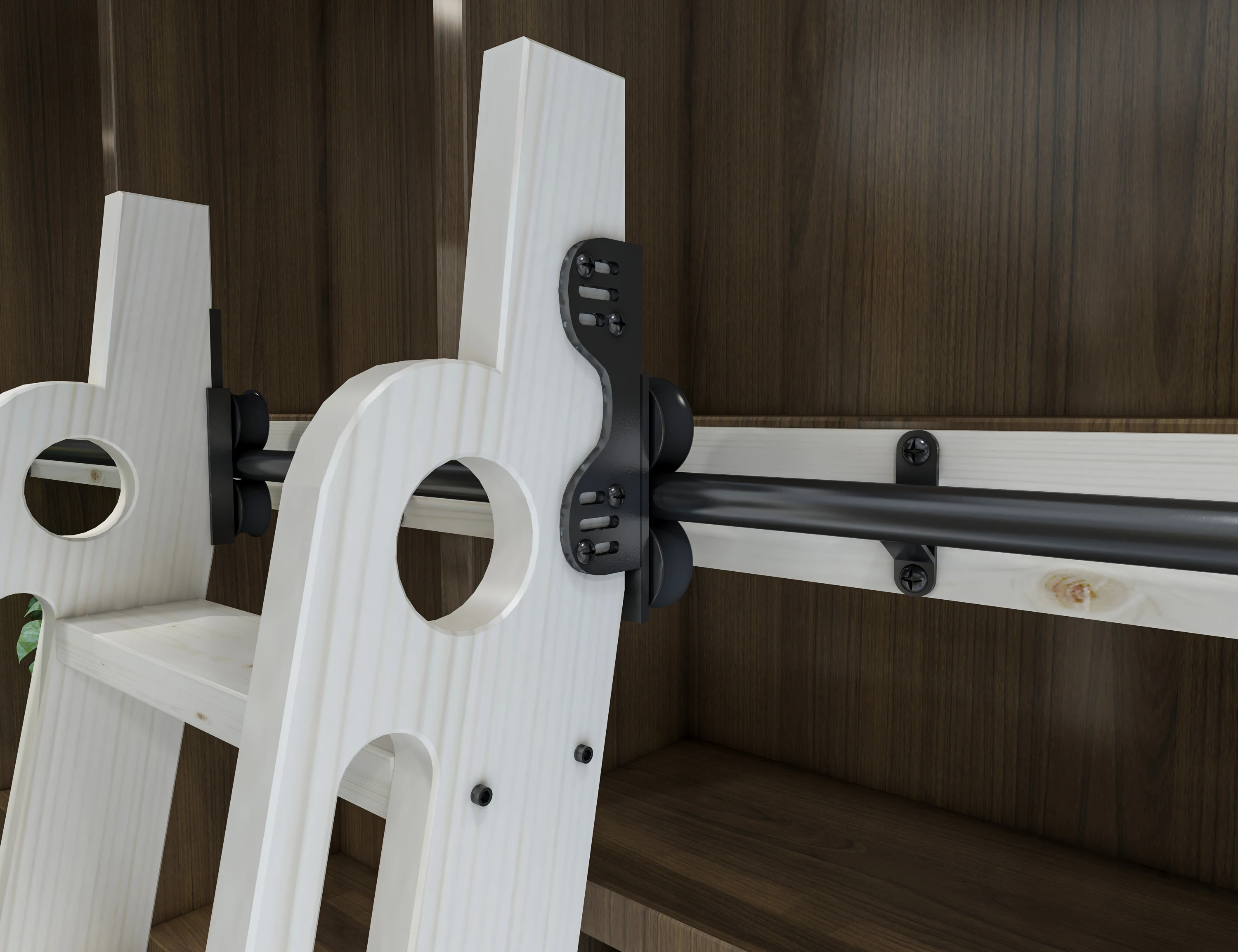 Escada Deslizante da Biblioteca Kit de Trilha Preta Rolo Superior Telescópico Pode Ser Vertical Roda Inferior do Freio Nenhuma Escada 13ft 4m