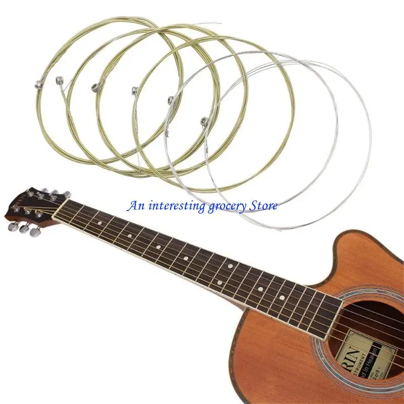 652D 6 Pieces Steel Folk Guitar 6 String Replacement Sets Stainless Steel Acoustic Guitar Strings Kits for Folk Guitars