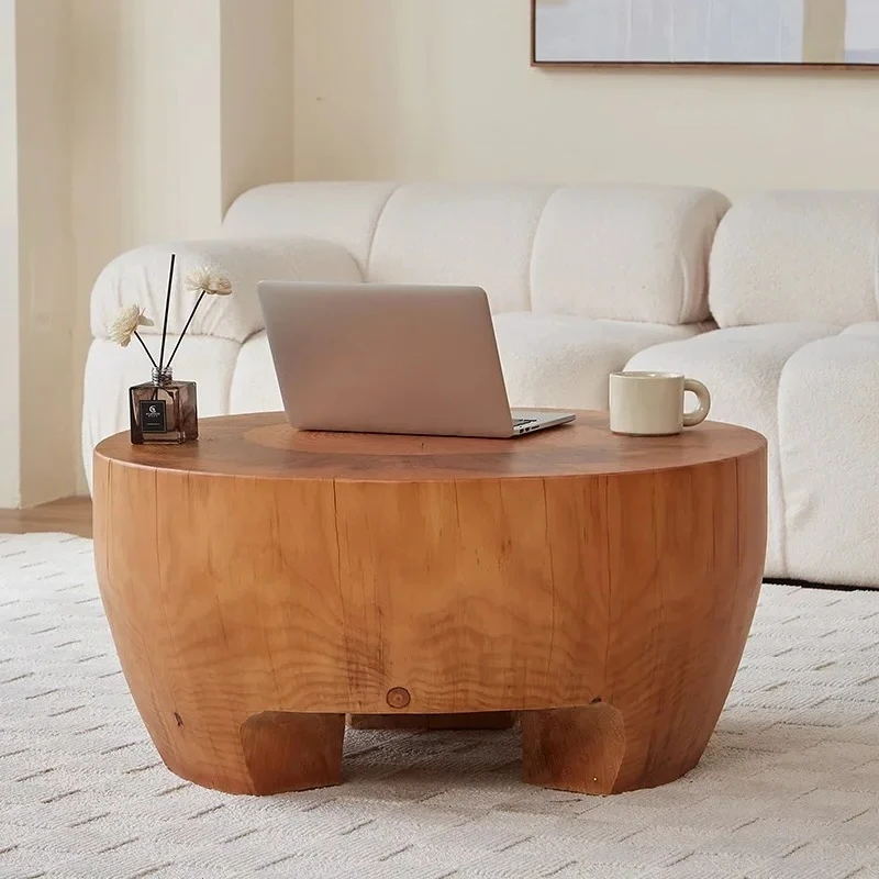 Mesa de centro nórdica de madeira trau pequena design moderno mesa de café lateral redonda mesa lateral stoliki do kawy móveis para casa