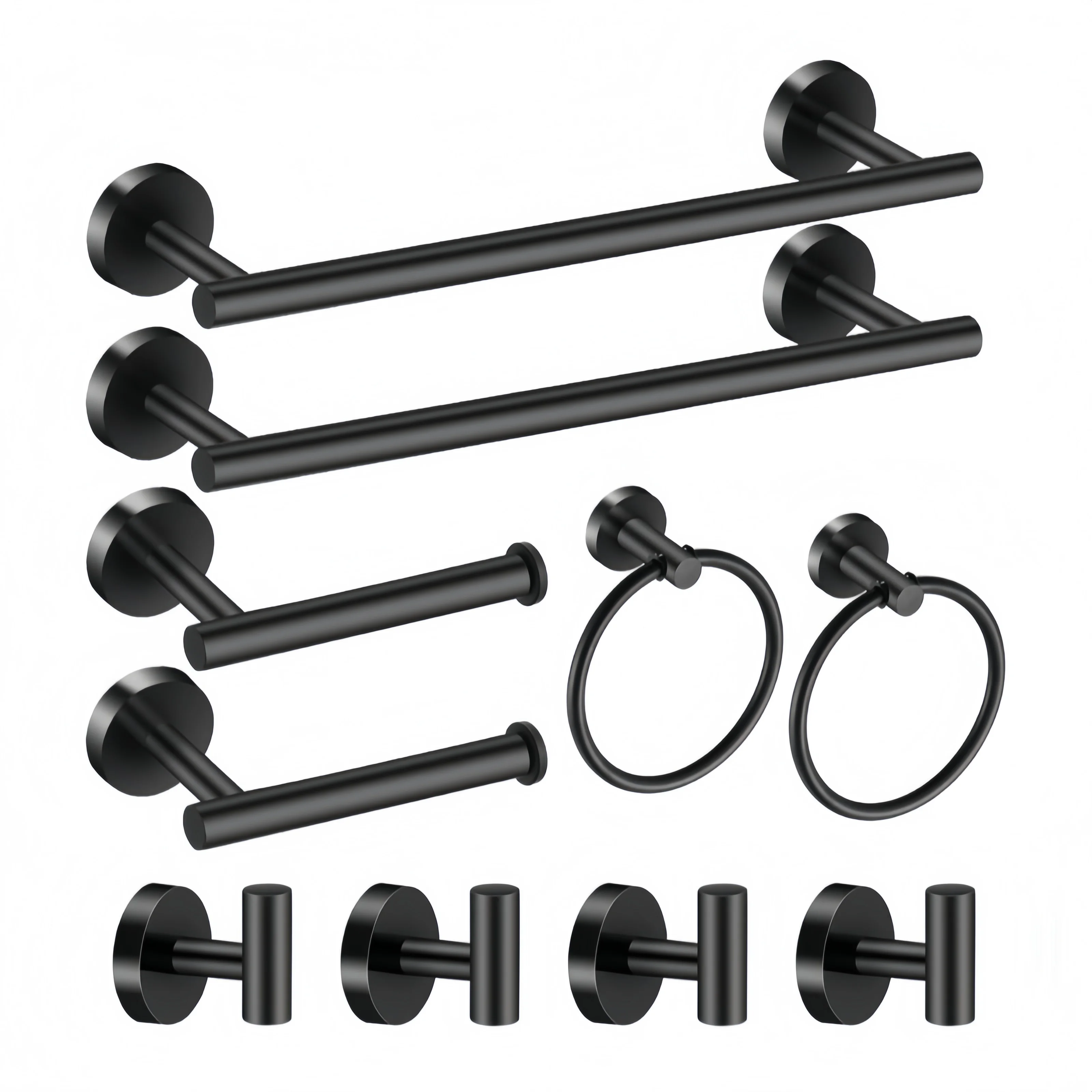 

Bathroom Hardware Set Stainless Steel Towel Rack Set Toilet Paper Holder Robe Hooks Towel Ring Bathroom Accessories Set