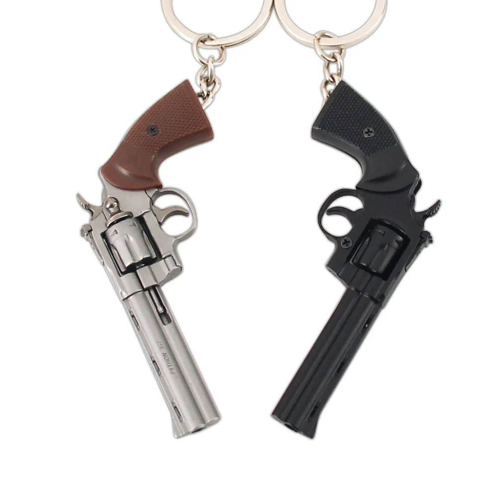7cm arma chaveiro masculino berloque, soldeir mini liga de metal revólver pistola modelo, jóias masculinas chaveiro lembranças presente