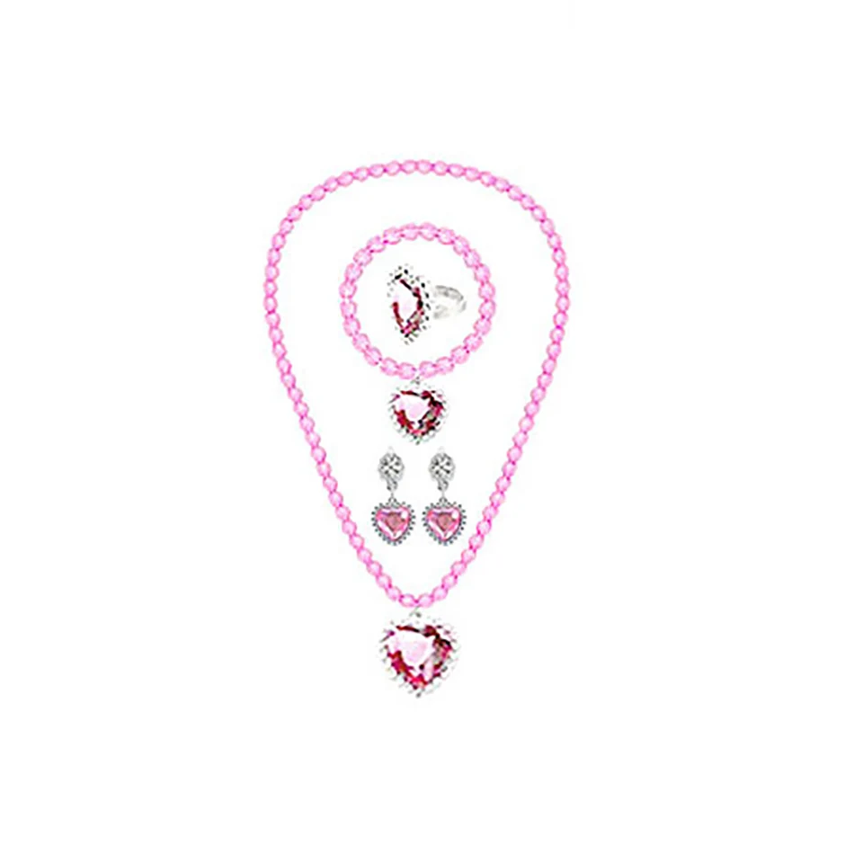 Kinder Mädchen Elsa Sofia Belle Prinzessin Zubehör Verfeinerung Perlen Halskette Armband Ring Ohrring Schmuck 5 Stück Sets – Detail 3