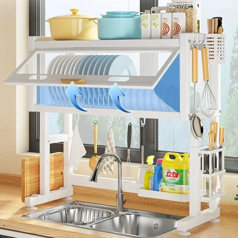 Small Shelf for Kitchen Metal Cabinets Dustproof Storage Racks Light Luxury Stable Household Kitchen Items for Apartments