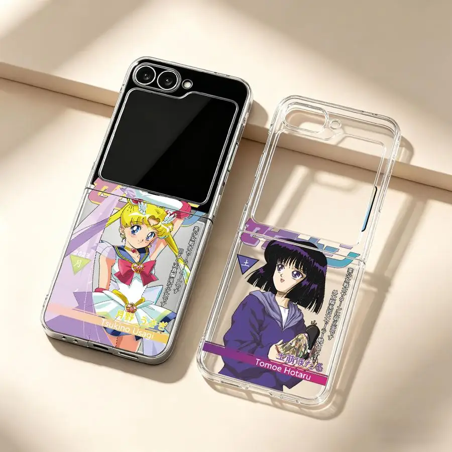 Case for Samsung Galaxy ZFlip 7 ZFlip4 ZFlip5 ZFlip7FE Z Flip 7 6 5 4 3 ZFlip6 ZFlip3 Hard Phone Cover Lovely Sailors Moons