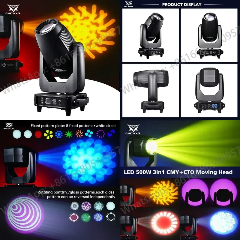 500W DMX Computer Cutting Framing CMY CTO LED Beam Spot Wash Zoom Moving Head Light for Stage Concert Show