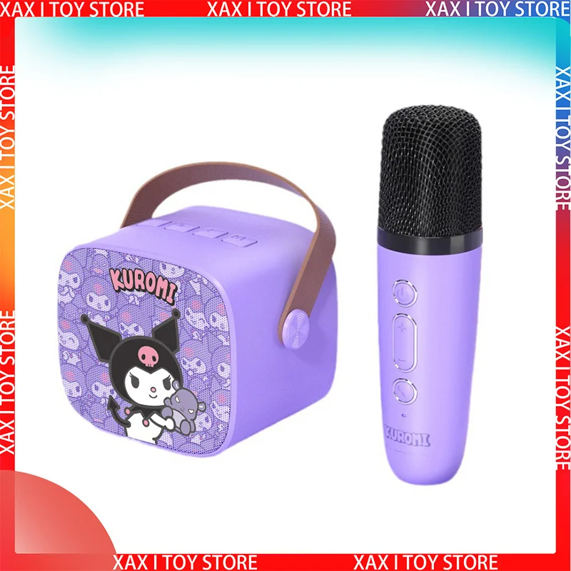 Sanrio Kuromi Microphone Audio Integrated Bluetooth Speaker Kawaii Wireless Handheld Portable Home Audio Device Children's Gifts