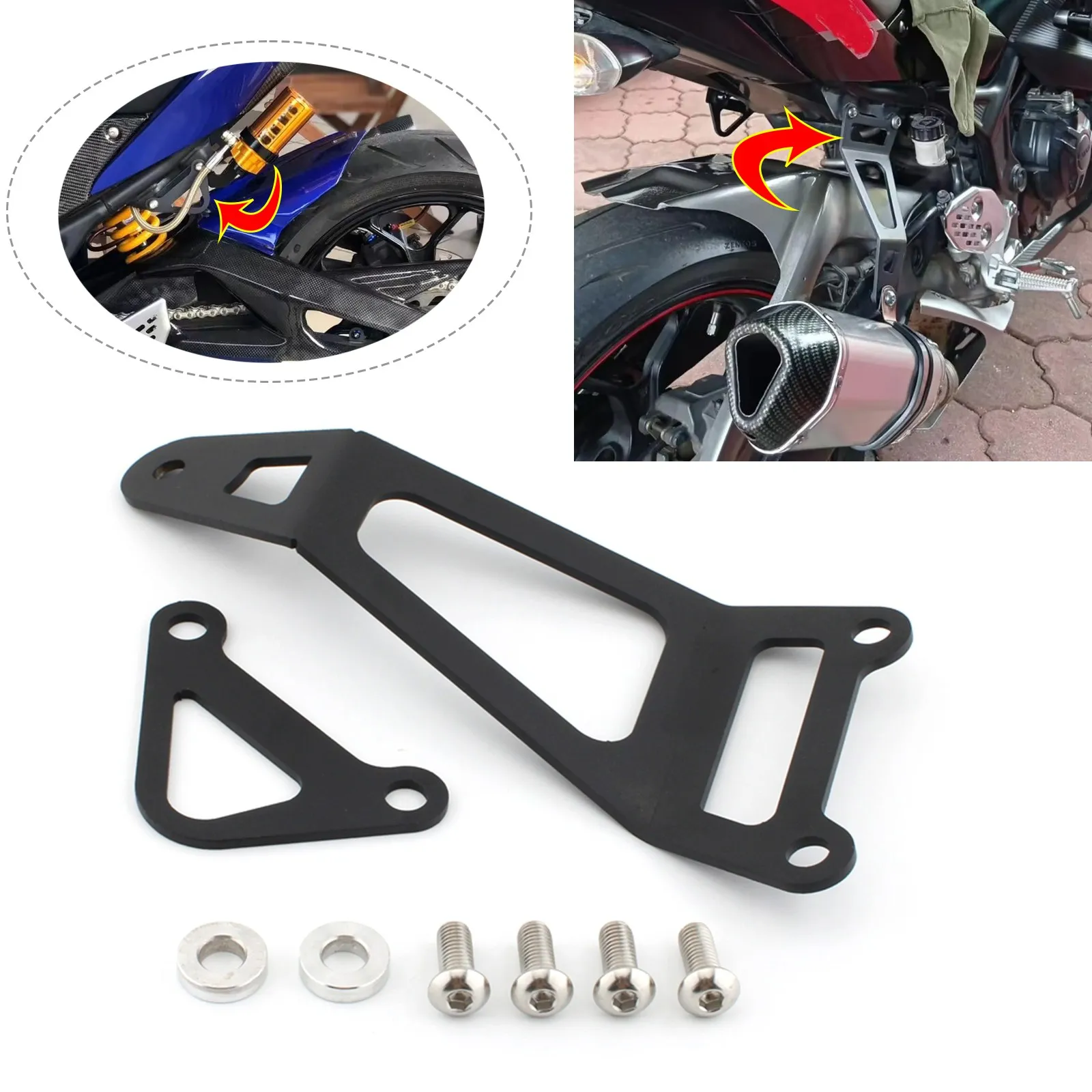 Motorcycle Exhaust Hanger Support Bracket Rear Foot Peg Removes Blanking Plate For YAMAHA MT-03 MT-25 YZF-R3 YZF-R25 2015-2024