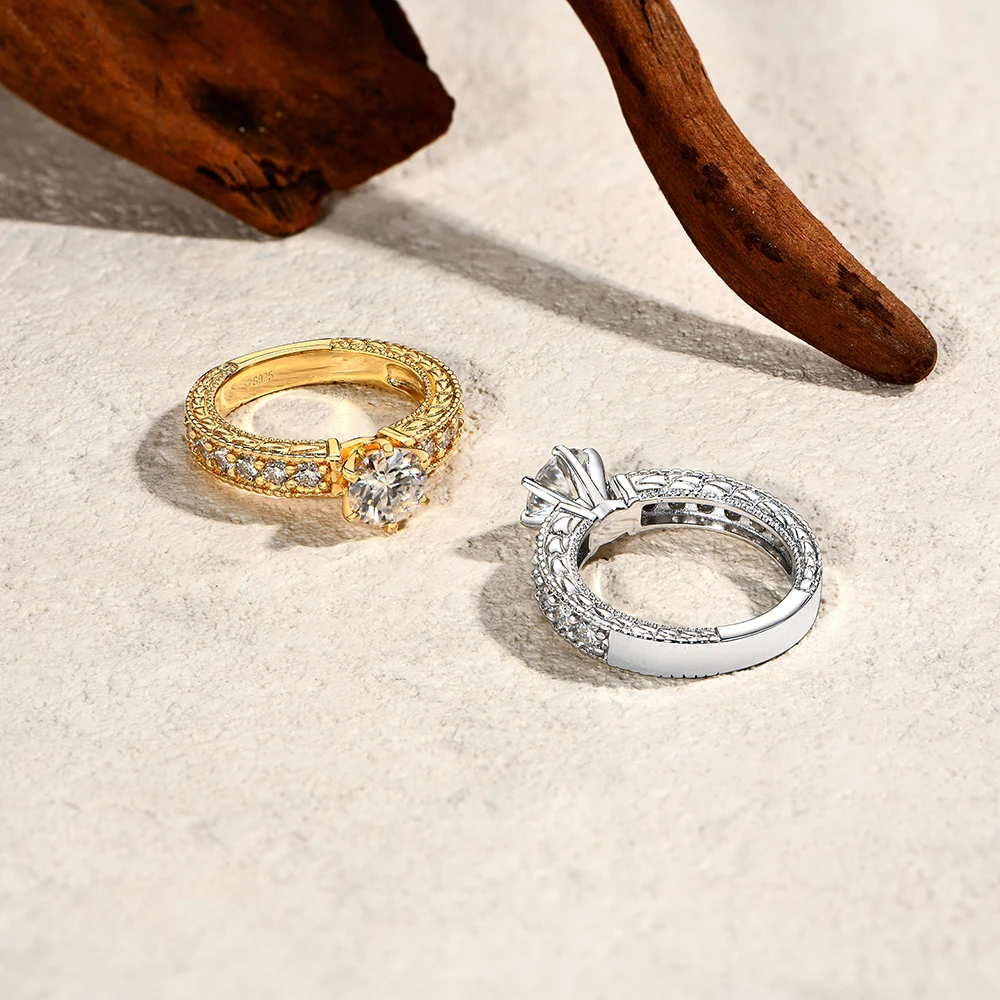 MINTYBOX 1.5ct S925 مويسانيتي خواتم الخطبة للنساء 7.0 مللي متر مختبر خاتم الماس 18K مطلية بالذهب فاخر غرامة مجوهرات هدية لها