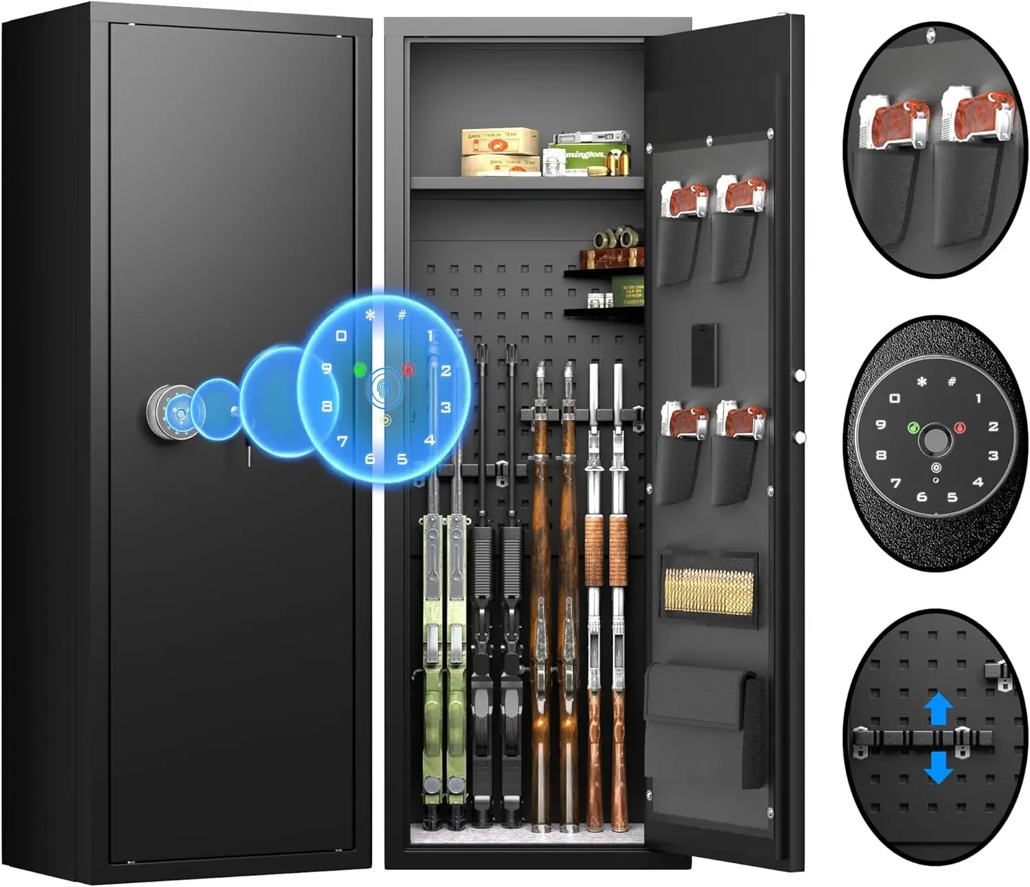 Fingerprint 10-12 Rifle Gun Safe, Gun Safes for Home Rifle and Pistols, Quick Access Gun Cabinets for Rifles