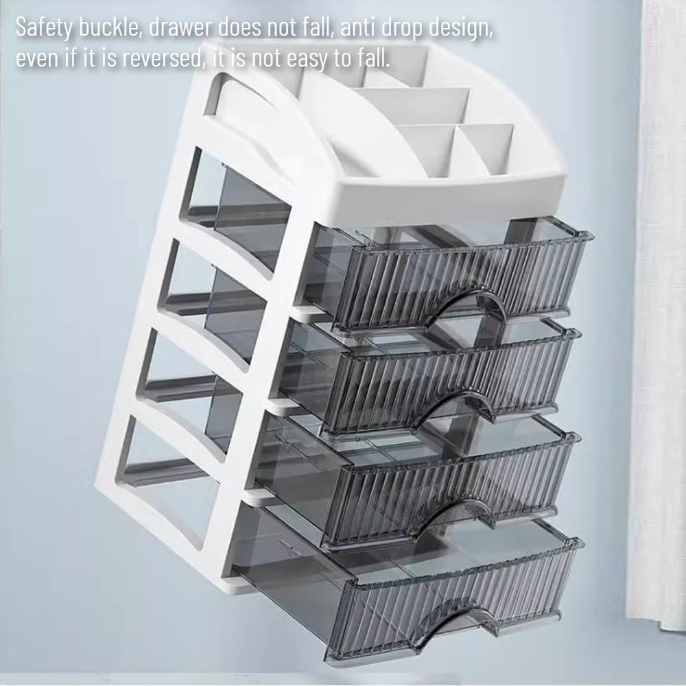 

Large Capacity Makeup Brush Organizer Transparent Cosmetic Display Case Desk Storage Box with Clear Drawers for Bathroom Desktop