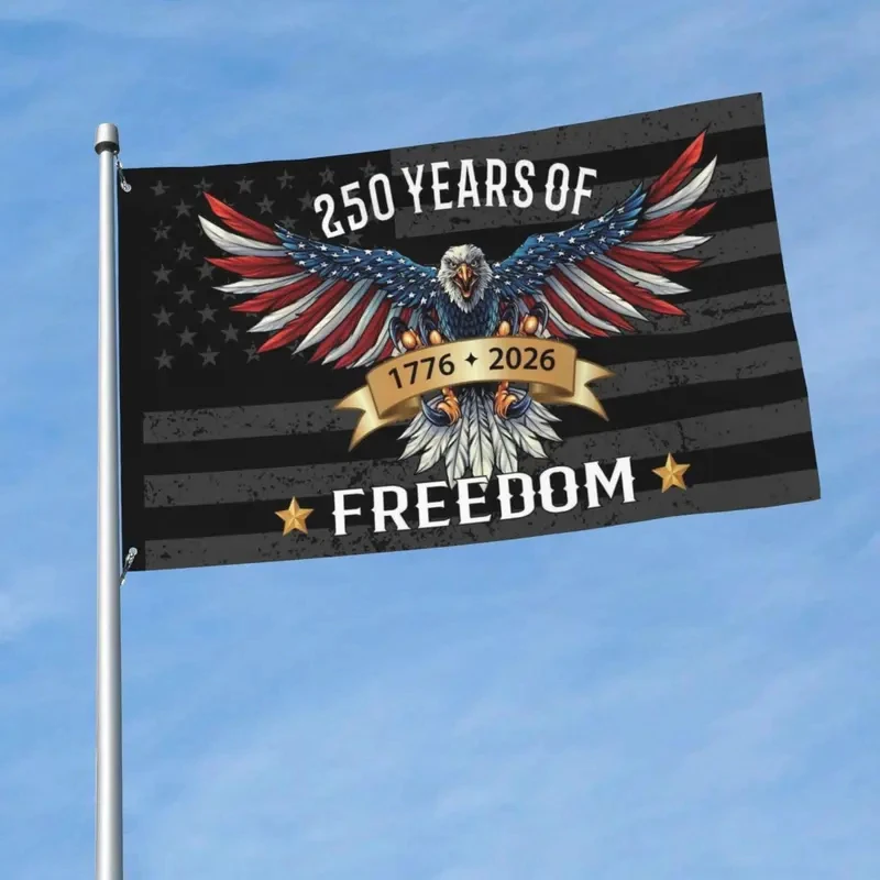 250 Years of Freedom 1776-2026 Eagle Tapestry American Flag Patriotic Wall Hanging Polyester USA Independence Day Decor
