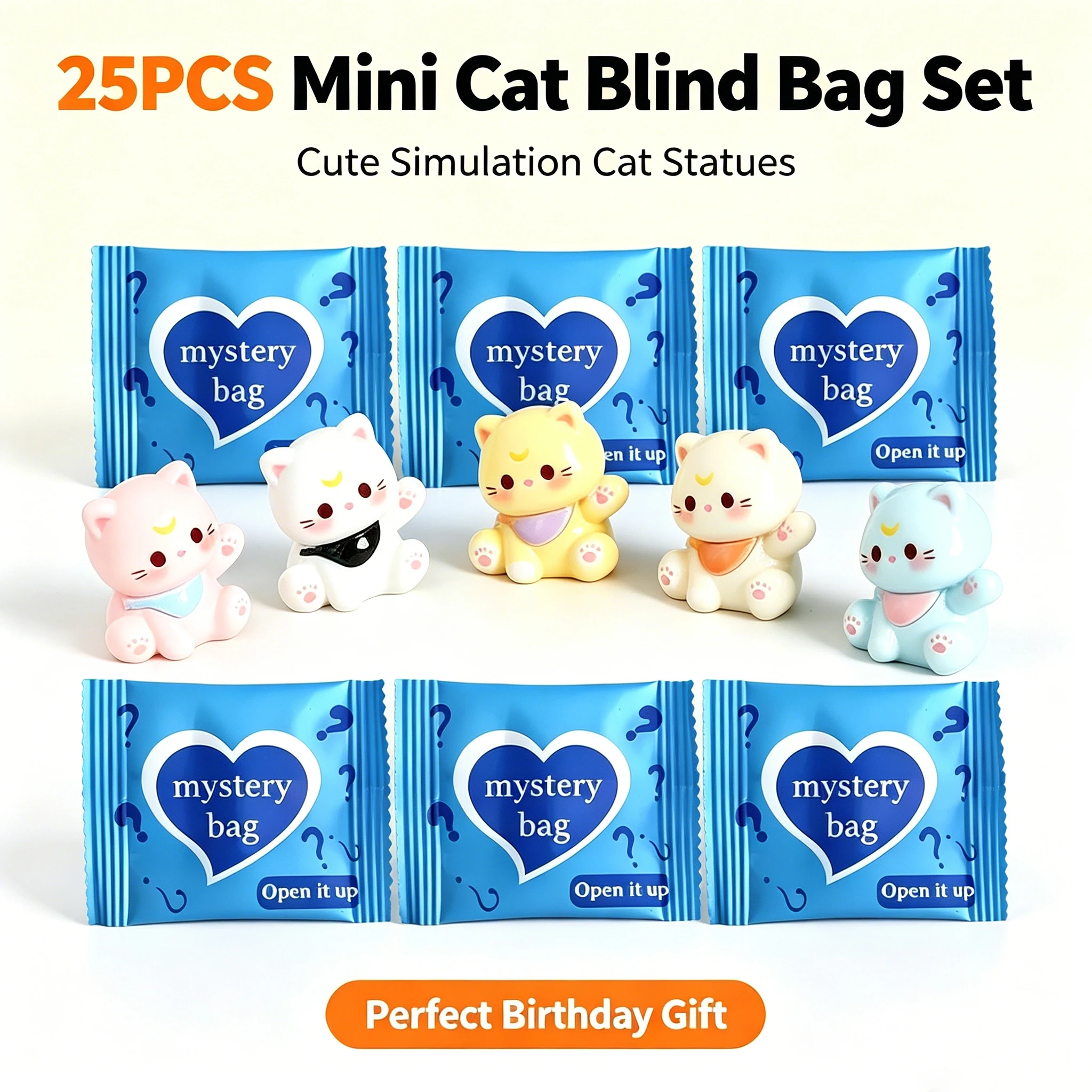 Solid Color Resin Multi-color Cat Blind Bag Decoration Creative Home Desktop Garden Statue Decoration Garden Statue Gift