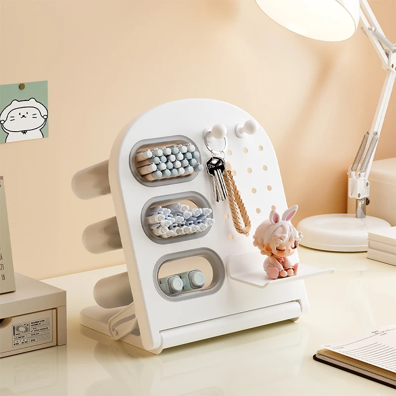 

Desktop Organizer Box Student Book Stand Stationery Pen Holder Office Document File Handheld Sorting Ra Simple Sle PP Pla...